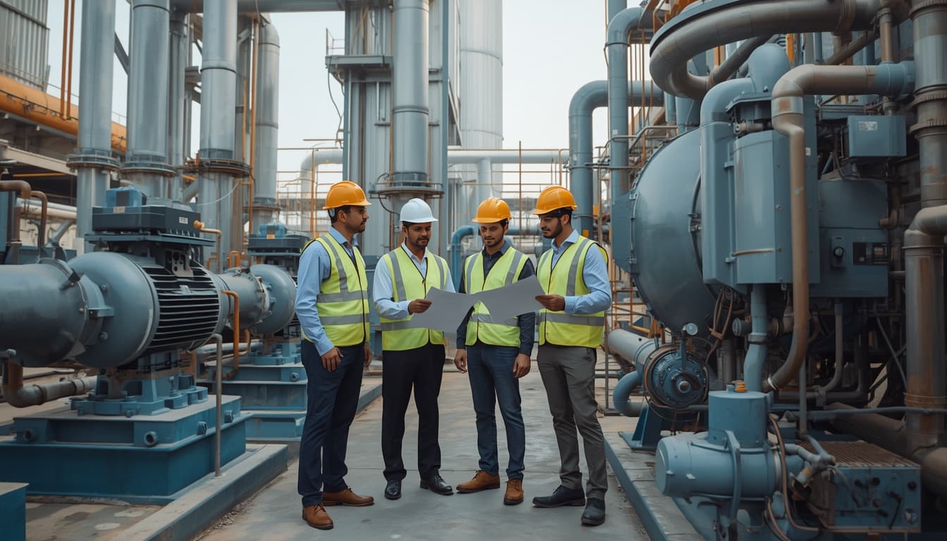 Engineers reviewing site drawings