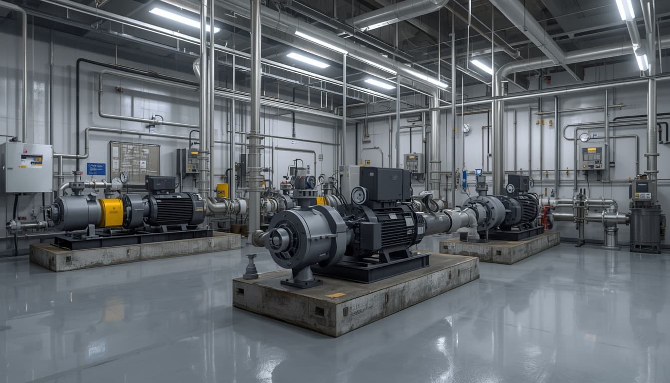 Industrial pump room piping
